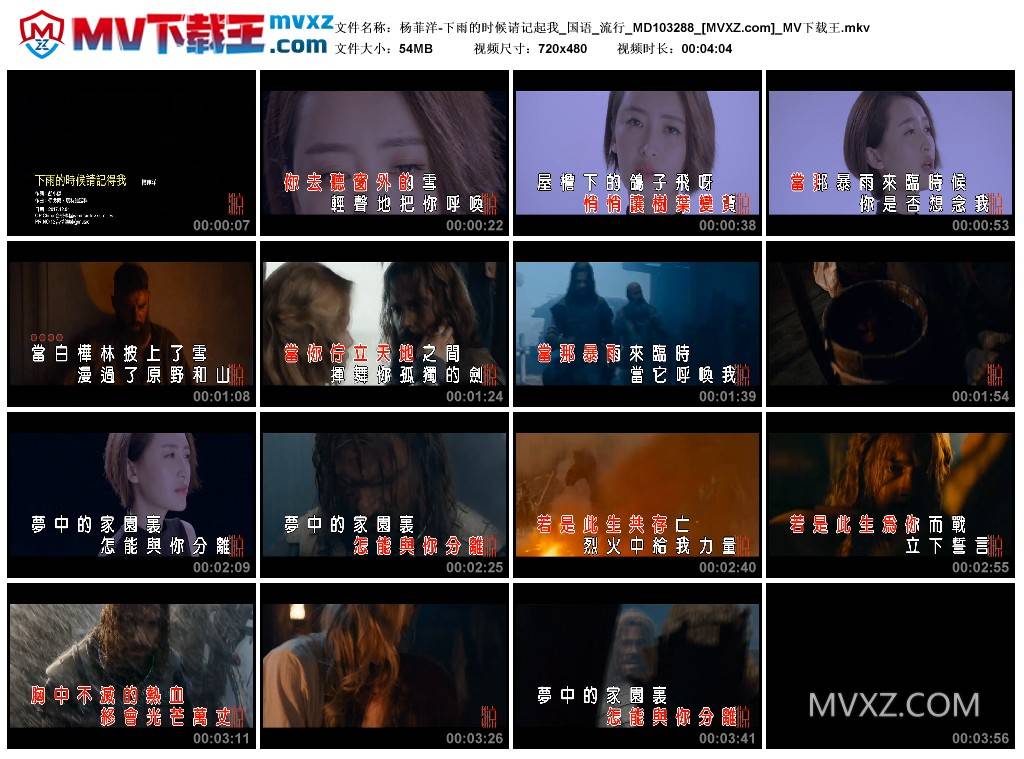 杨菲洋-下雨的时候请记起我_国语_流行_MD103288